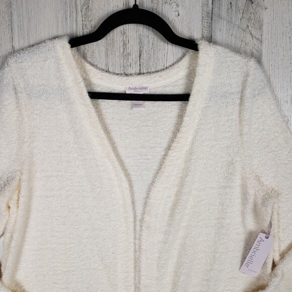 NWT Ambrielle Pristine Ivory Super Soft Open Front House Coat Women's Size Small - Picture 3 of 12